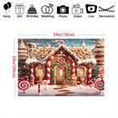 Merry Christmas Gingerbread House and Snow Tree Background Cloth - Indoor and Outdoor Photography Background Banner