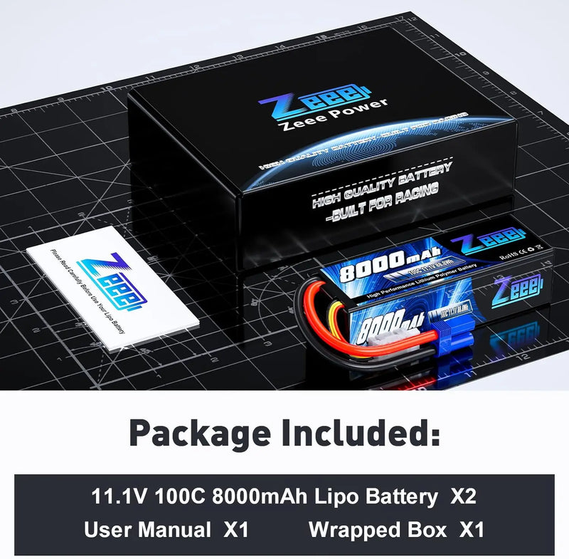Zeee Lipo 3S 8000mAh Battery 11.1V 100C Hardcase with EC5 Plug for RC Cars Buggy Truggy FPV Drone Racing Hobbies Model Parts