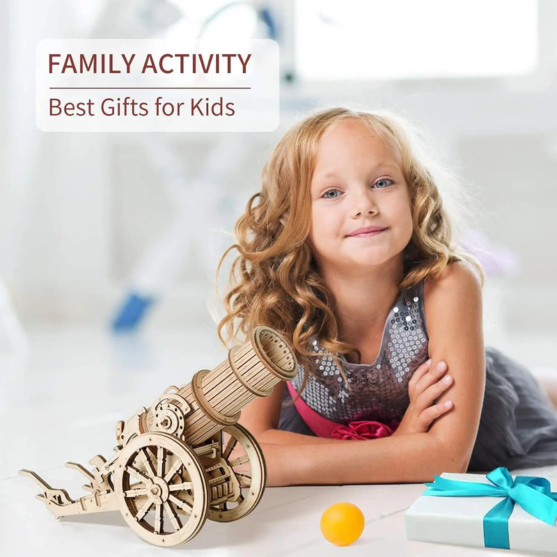 Robotime Rokr 3D Wooden Puzzles Cannon Toy Wooden Catapult Model STEM Projects Educational Toy for Kids Adults