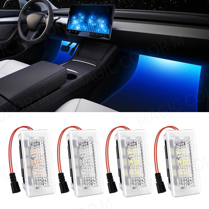 For Tesla Model 3 Y S X LED Atmosphere Foot-Well Lights Car Interior Lighting Floor Door Puddle Decorative Lamp Auto Accessories