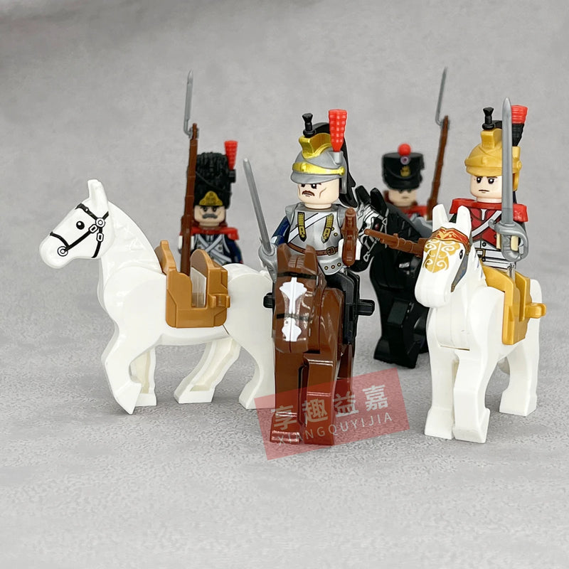 Medieval Napoleonic War French Dragoon British Soldiers Pirates Figures Army Scottish Fuisiler Building Blocks Weapons Brick Toy