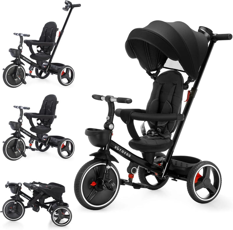 Ubravoo Baby Stroller Tricycle Ride Bike , 5-in-1, Adjustable Canopy, Sitting & Lying,Celerity Disassembly & Assembly,1-5 Years