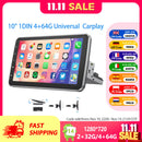 ESSGOO 10" Android 14 4+64G Wireless Carplay Android Auto Car Stereo Radio 1 DIN GPS Navi BT FM RDS WIFI USB EQ SWC w/ Microphoe