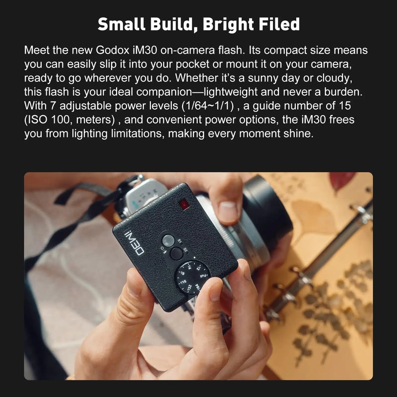 【Do Brasil】Godox iM30 Mini Camera Flash for Canon Fuiji f1-230 Sony zv1 zve10 Ricoh gr3 Nikon Panasonic Olympus Pentax Cameras