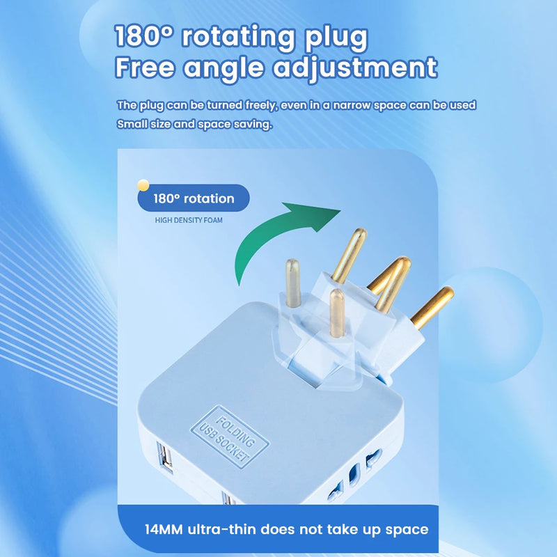 EU Plug To US Plug Dual USB Interface 3 In 1 Foldable Hidden Socket USB 5V 2A Fast Charger Portable Travel Set