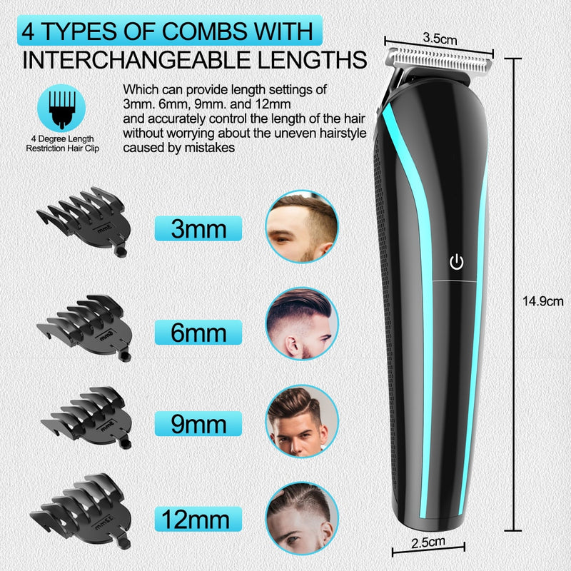 YBLNTEK 3 In 1 Electric Hair Trimmer for Men Grooming Kit Beard Nose &amp; Ear Trimmer Rechargeable Barber Hair Cutting Machine