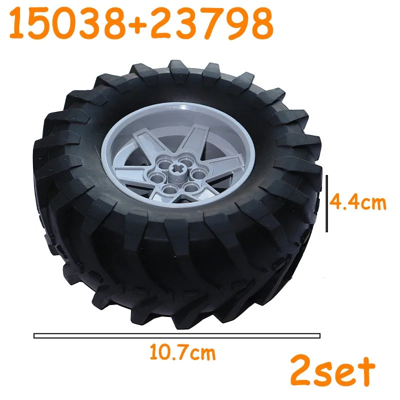 MOC Technical Tire Wheel Cross Hole Set Motorcycle Tyre & Rim Car Truck Wheels Hub Bricks Construction Building Blocks