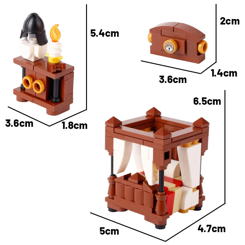 MOC City Series Building Blocks Figure Furniture House Kitchen Medieval Accessories DIY Bricks Set Christmas Toys for Kid Gifts