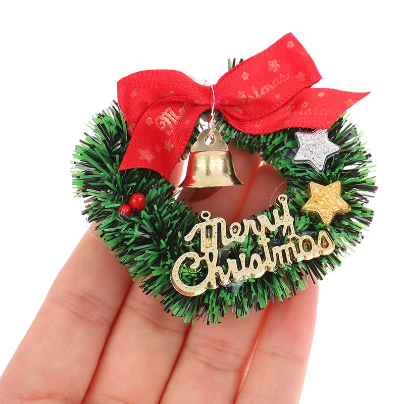 1PCS 1:12 1:6 Dollhouse Miniature Christmas Garland Wreath Model For Doll House Christmas Decor Toy for Home New Year