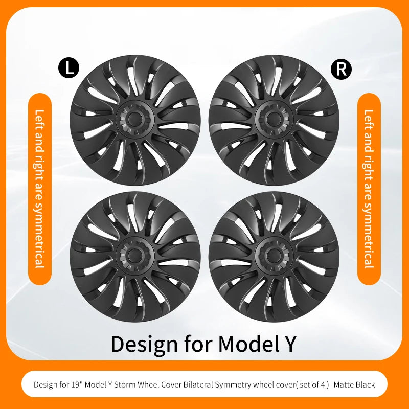 4PCS Hubcap Design for Tesla Model S（2022-2024）/Model Y （2020-2024）19 Inch Wheel Cover Performance Full Rim Hub Cover Accessorie