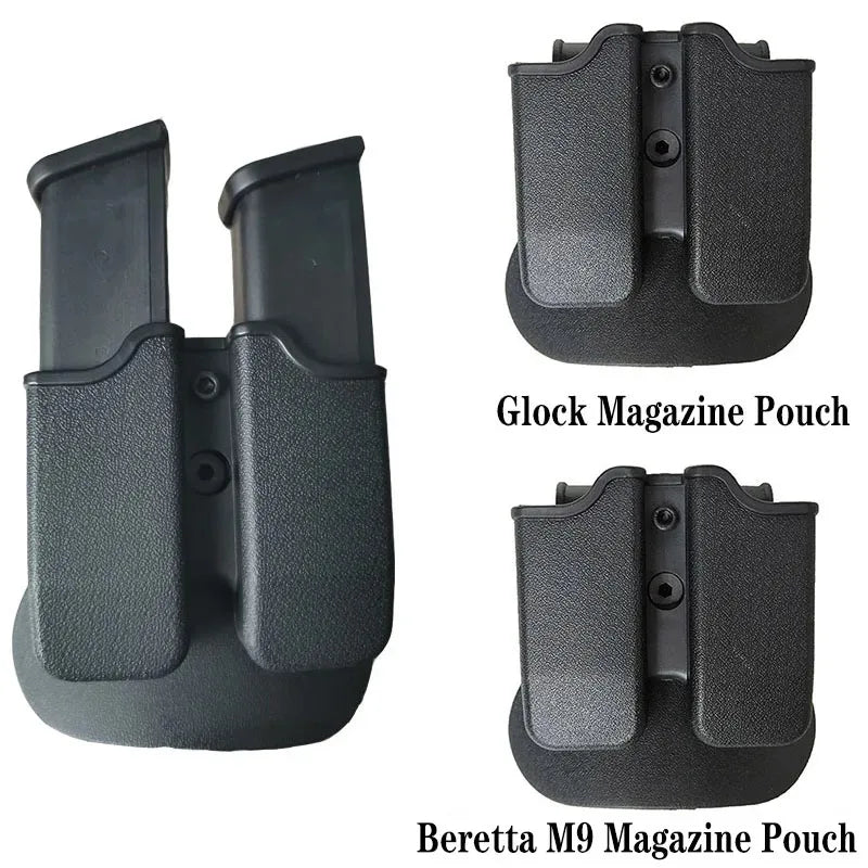 Tactical 9mm Double Magazine Pouches for Glock 17 Beretta M9 M92 Colt 1911 Hunting Universal 9mm .40 Mag Holster Mag Holster