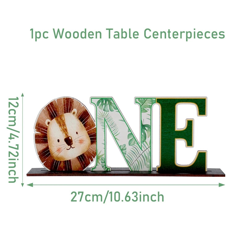 Animal Wildone Wooden Ornament Jungle Safri One Year 1st Birthday Party Decor Kids The Little Mermaid Party Decor Baby Shower