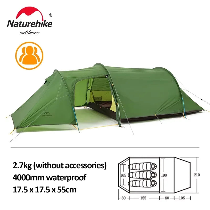 Naturehike Opalus 2 3 4 Tent 2 3 4 Person Hiking Tent 4 Season Tent Ultralight Family Travel Tent 20D Waterproof Camping Tent