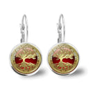 Popular Jewelry Glass Pendant Alloy Earrings Tree of Life Earrings Simple Jewelry, Fashionable and Versatile Temperament Gifts