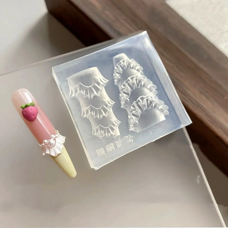 1Pc Cream Skirt Lace Heart  3D Acrylic Mold Nail Art Decorations  DIY Design Silicone Decorated  Nail Art Templates Nails  Mold