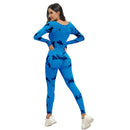 Ribbed Long Sleeve Sport Jumpsuits Women Tie Dye Yoga Jumpsuits Workout Bodycon Seamless Ribbed Yoga Workout Jumpsuit Romper