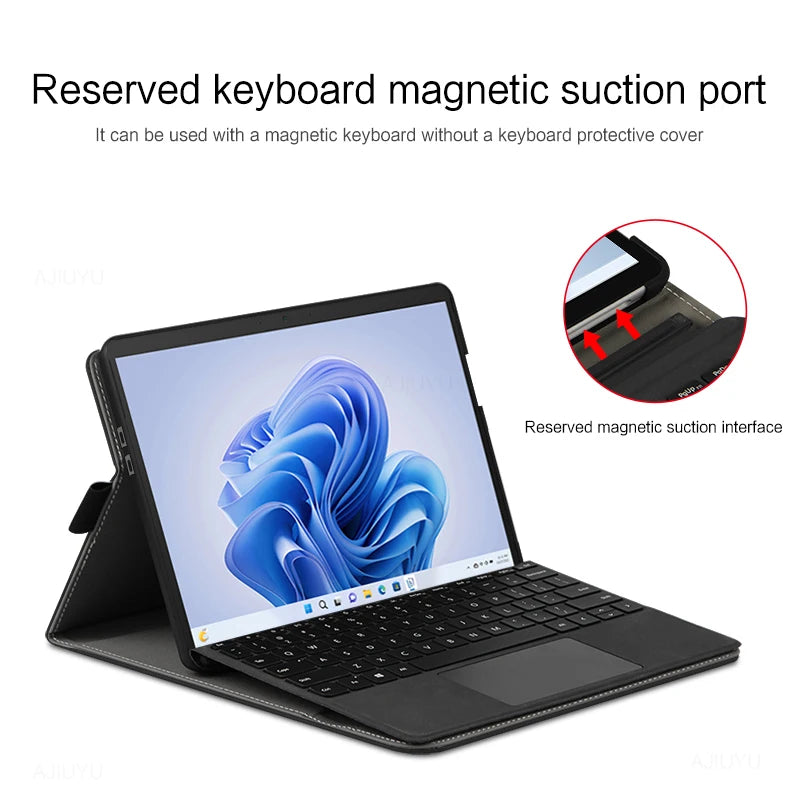 HUWEI Soft TPU Case for Microsoft Surface Pro 9 8 7 6 5 4 Funda Case PU Leather for Surface Go 2 3 Sleeve Bag Protective Shell