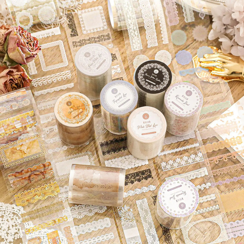 Flower Island Lace Series Masking Washi Tape Retro Border Decorative Adhesive Material Sticker Diy Label Scrapbooking