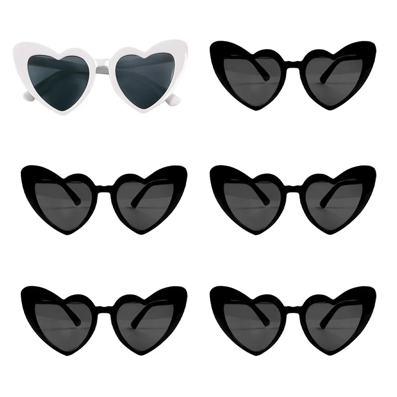 8pcs/6pcs Bachelorette Hen Party Sunglasses Black Heart Shaped Glasses Bride To Be Bridesmaid Gifts Wedding Bridal Shower Decor