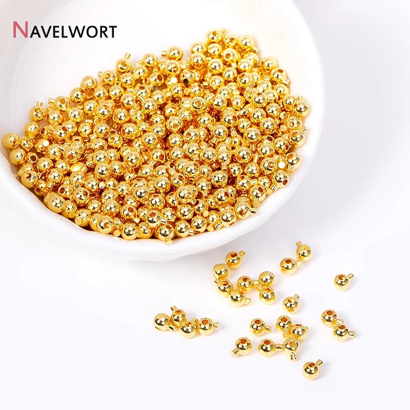 10/20pcs 18K Gold Plated Crimp Beads End Bead For Jewelry Making,Brass Snap Crimp Clasps For DIY Bracelet Making Accessories