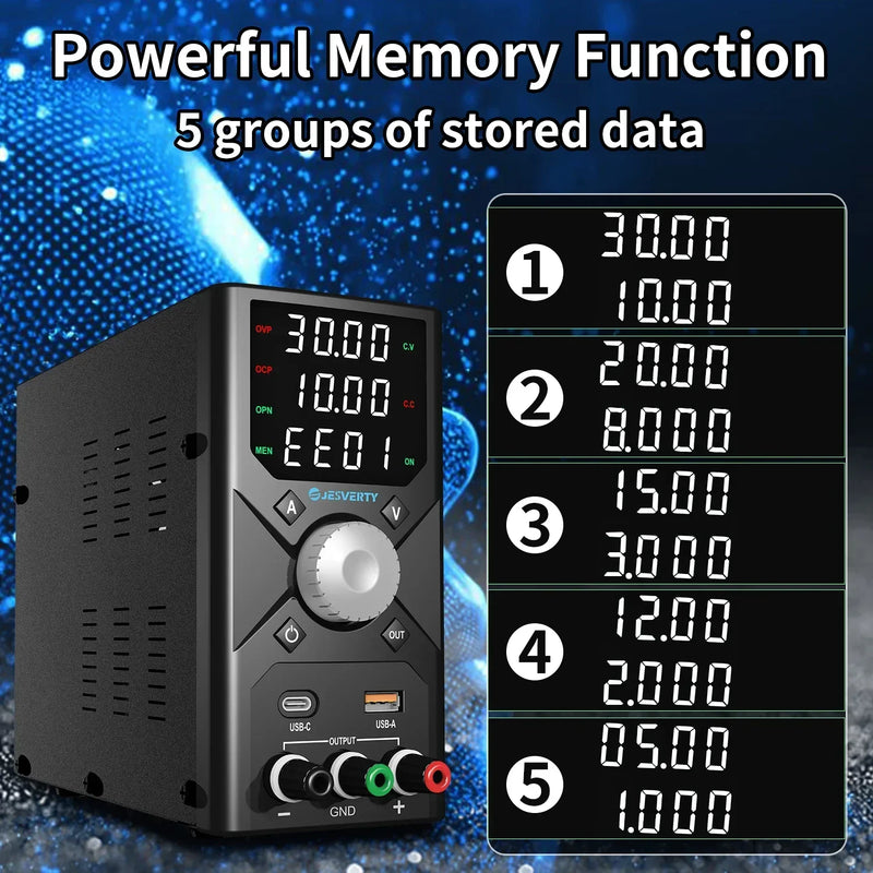 Adjustable DC Power Supply 30V10A Lab Bench Power Supply Encoder Regulation Laboratory Power Supply Voltage Regulator Switch