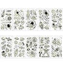 10 Sheets Luminous Outer Space Astronauts Temporary Face Body Tattoo Stickers Toy for Kids Birthday Party Favors Pinata Gifts