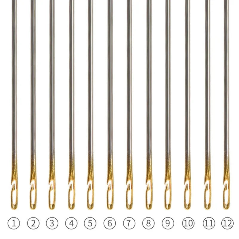 30pcs Blind Sewing Needle Elderly Stainless Steel Quick Automatic Self-Threading Needle Stitching Pins DIY Punch Needle Threader