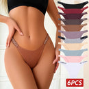 6PCS Cotton Brazilian Panties for Women Sexy Low Rise T-Back Panties Letter Elastic Waist Underpants Female Underwear Intimates