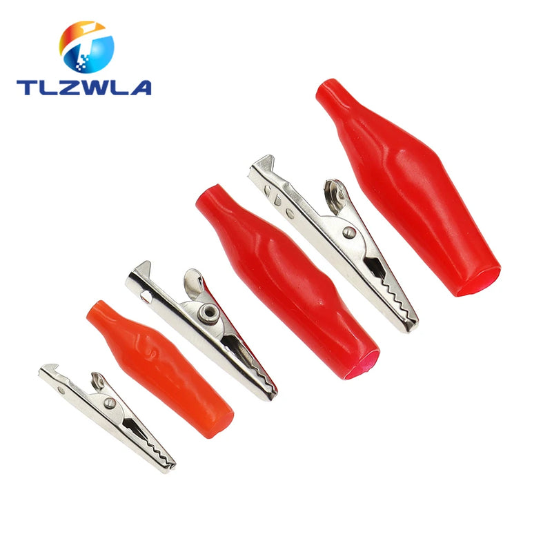 10PCS 28MM 35MM 45MM Metal Alligator Clip Crocodile Electrical Clamp Testing Probe Meter Black Red with Plastic