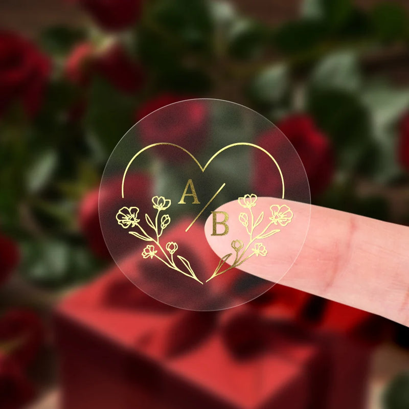 Custom Gold Foil Stickers Wedding nvitation card gift box Personalized Round logo Bridal Party Decoration Hebrew Minor Language