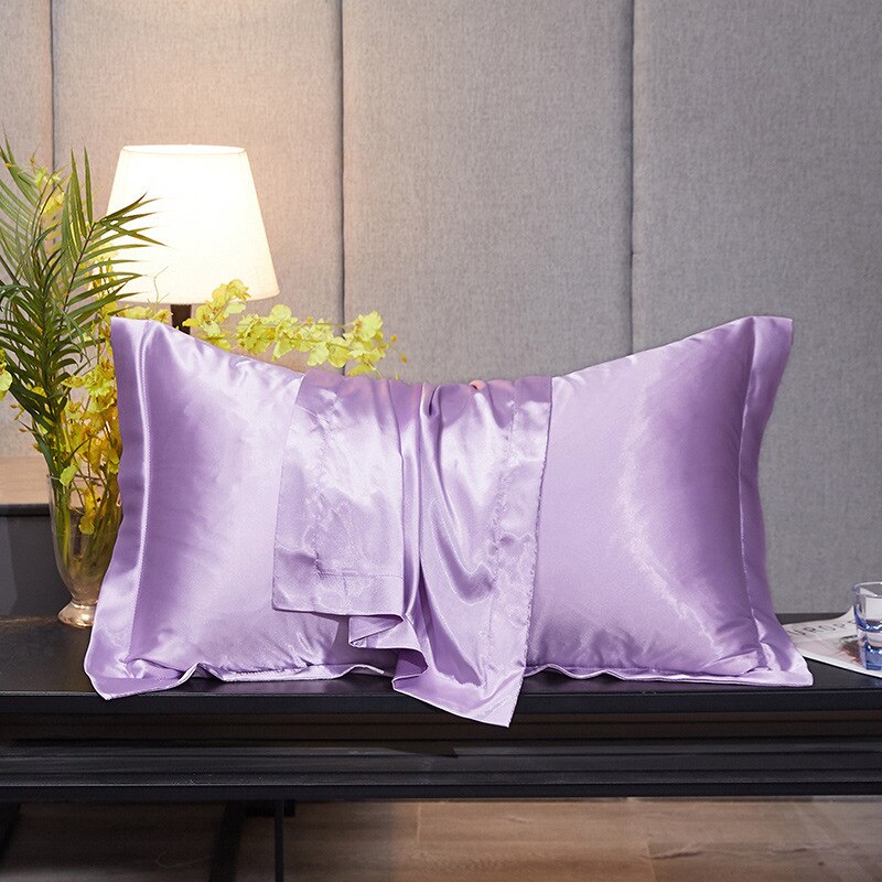 48x74cm Pillowcase Artificial Silk Pillow Cover Solid Color Smooth Satin Pillows Covers for Bedding Sleeping Pillowcases 1/2 pcs