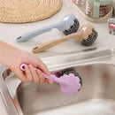 Stainless Steel Wire Ball Brush Long Handle Hanging Cleaning Brush Pan Kitchen Dish Handle Washing Tool Kitchen Cutlery Cleaner