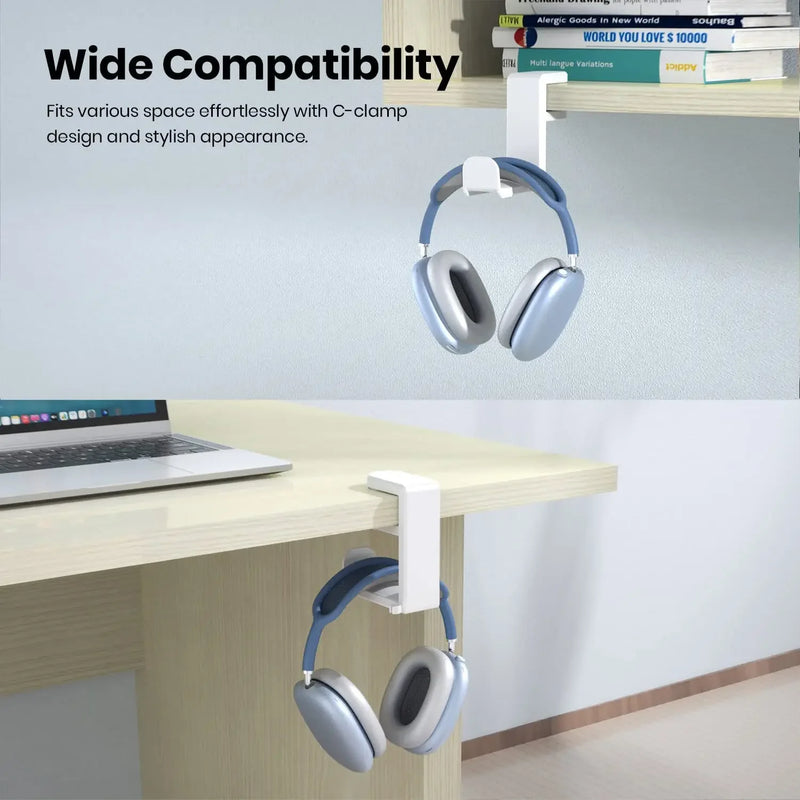 No Punch Table Clip Hook Headphone Holder 360 Degree Rotating Headphone Holder Storage Hanging Cloth Coat Keys Towel Organizer