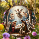 1pcs Easter Nativity Keepsake Christmas Plane Wooden Prayer Pendant Jesus Christ Religiou Hanging Tree Home Furnish Decor Supply