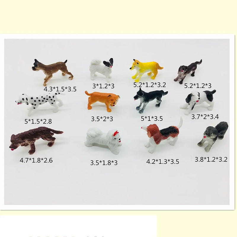 Realistic Plastic Puppy Figures Playset Hand Painted Mini Dogs Animals Toy Cake Toppers Easter Eggs Christmas Birthday Gift