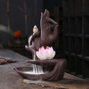 1pc, Lotus Waterfall Incense Holder Ceramic Handicrafts, Aromatherapy for Home Decor, Office, Yoga, Relaxation (Without Incense）