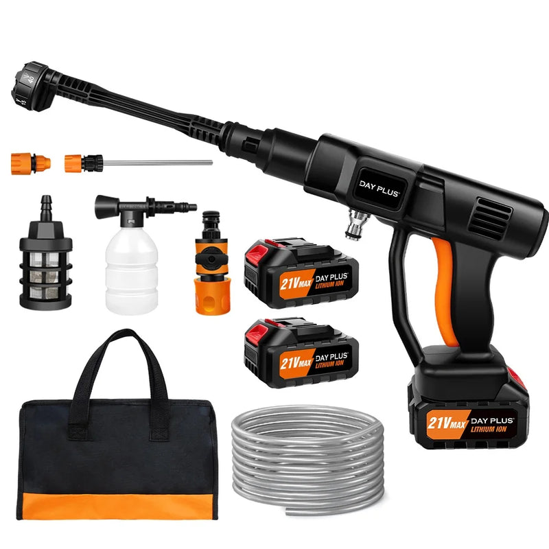 21V Water Gun Spray Cleaner Car Washer, 6 in 1 Nozzle, Handheld High Pressure Washer for Car/Floor/Garden Cleaning and Watering