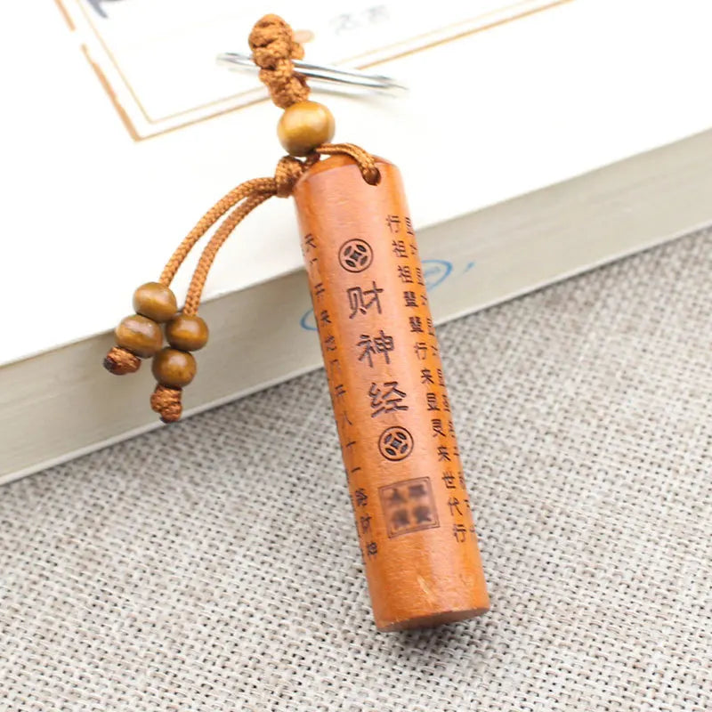 Yanting wood keychain Chinese anicent words round square charms trinket charm pendant car keychains Christmas gifts for men 022