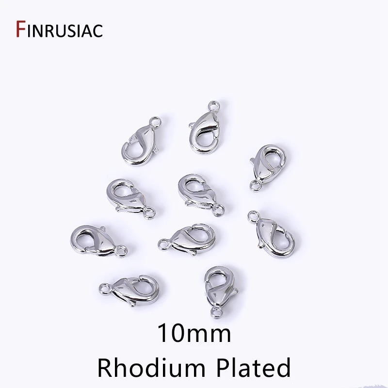 14k/18k Gold Plated Brass 10mm 12mm Lobster Clasps For Jewelry Making, Handmade DIY Jewelry Necklace Accessories Wholesale