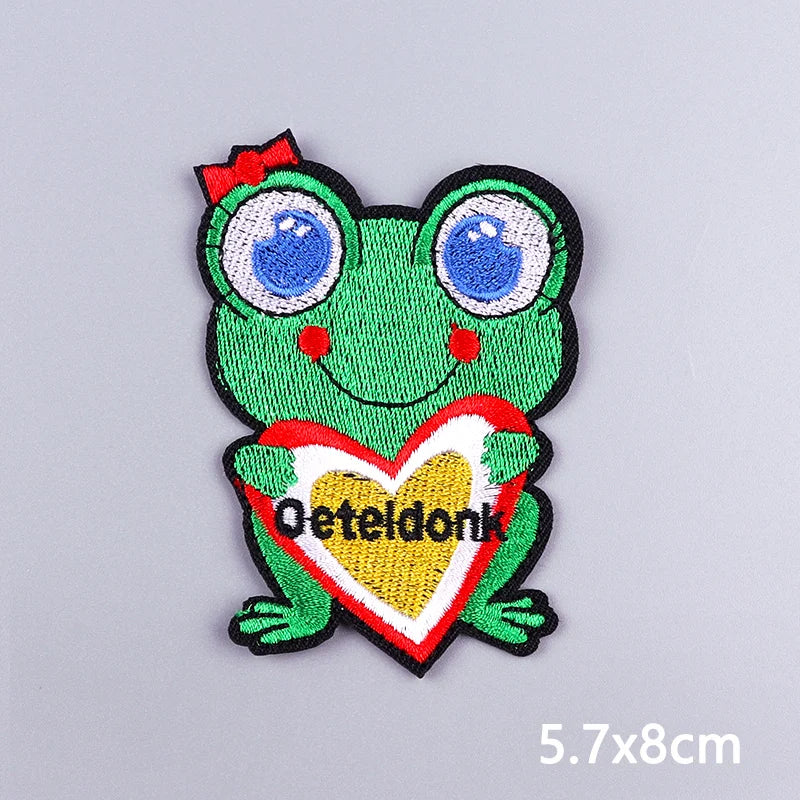 2024 Netherland Oeteldonk Emblem Embroidery Patches For Clothes Carnival Frog Iron On Patch Thermoadhesive Patch For Gift DIY