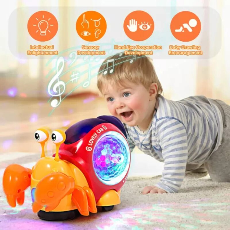 Crawling Crab Baby Toys with Music and LED Light Toddler Interactive Development Toy Walking Tummy Time Toy for Babies Girls