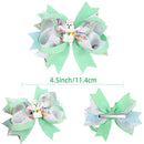ncmama 4.5" Easter Day Hair Clips for Girls Kids Handmade Swallowtail Stack Rabbit Hair Bows Hairpins Fashion Hair Accessories