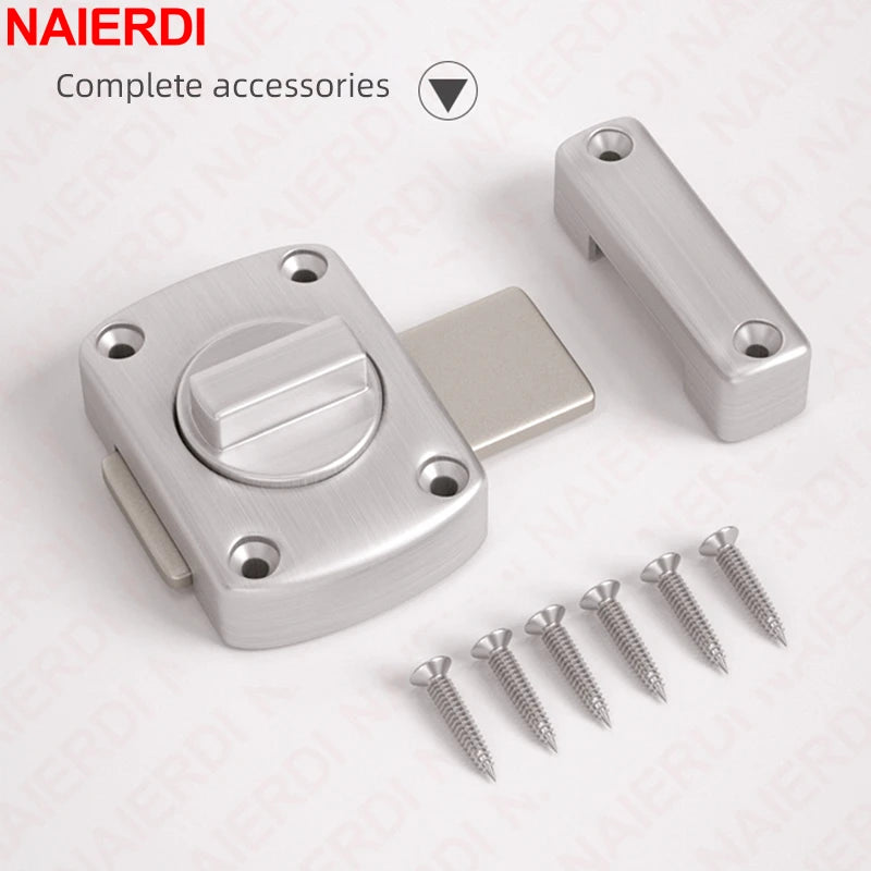 NAIERDI Security Double Sided Cabinet Locks Keyless Rotating Door Lock Gate Latch Anti-theft Rotate Bolt Latches Cabinet Closet