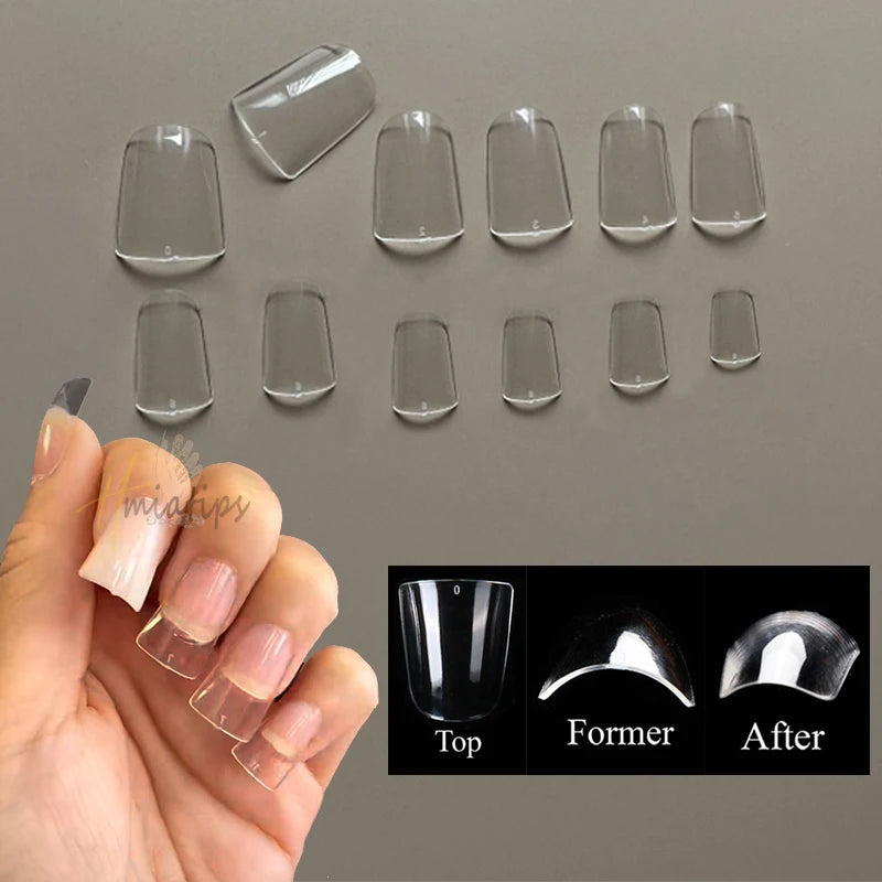 1box Short Duck False Nail Tips Full Cover Press On Extension French Acrylic Capsule Nail Supplies