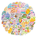 50Pcs Easter Stickers Waterproof Egg Bunny Rabbit Vinyl Stickers Cartoon Cute Sticker  Pack For Kids Water Bottles Laptop Gift