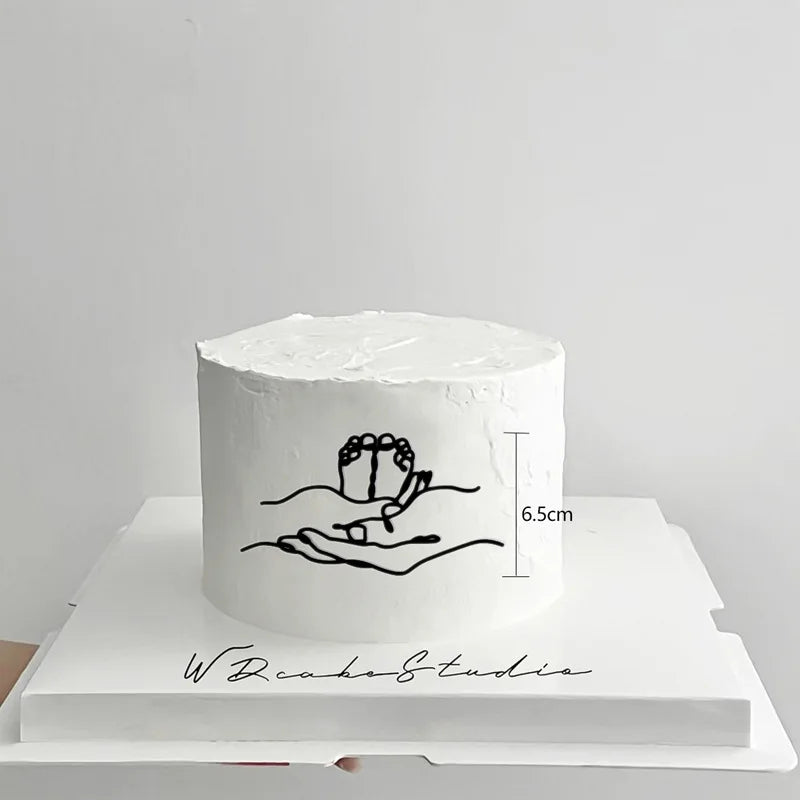 2023 New Baby's Happy Birthday Party Cake Topper Gold Cartoon Acrylic Cake Toppers for Baby Shower Cake gift Dessert Decoration