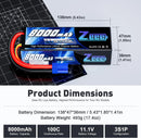 Zeee Lipo 3S 8000mAh Battery 11.1V 100C Hardcase with EC5 Plug for RC Cars Buggy Truggy FPV Drone Racing Hobbies Model Parts