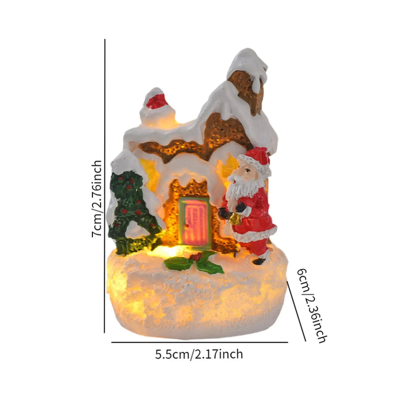 LED Christmas Castle House Decoration Gift Decor Christmas Snow Village Statue set Lights up Holiday Festival Xmas Ornaments