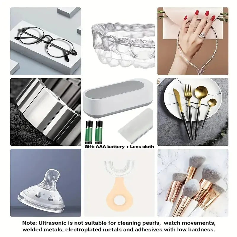 Portable Eyeglass Cleaner Jewelry Watch Makeup Brush Necklace Mini Washing Machine Vibration Cleaning Cleaning Machine