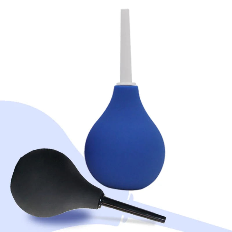 89mL Pear Shaped Enema Rectal Shower Cleaning System Silicone Gel Blue Ball For Anal Anus Colon Enema Anal Cleaning